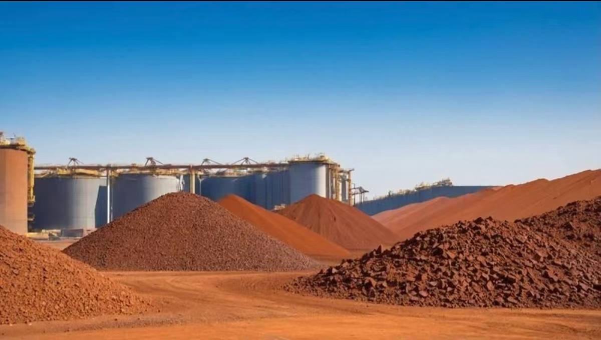 Iron ore stockpile and storage area